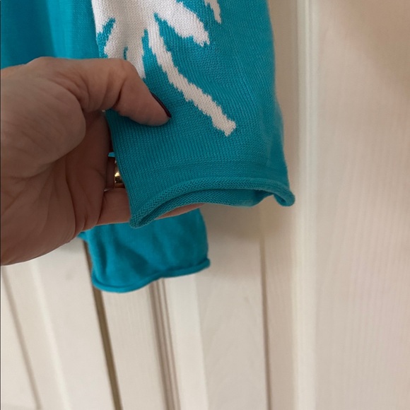 Belle by Kim Gravel Teal Palm Tree Sweater - Picture 6 of 7
